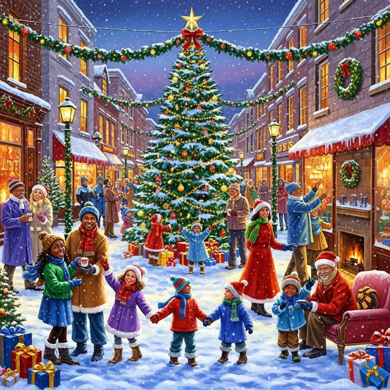 Luxurious Winter Holiday Scene - Invigorating Oil Painting Luxurious Winter Holiday Scene - Invigorating Oil Painting