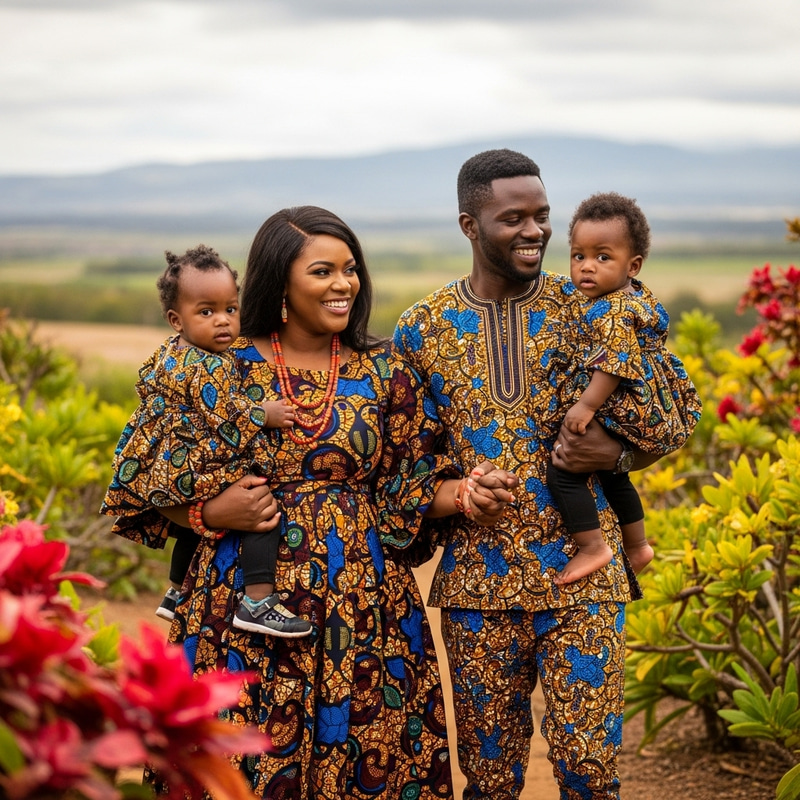 Curvaceous African Family Embracing Joyful Moments