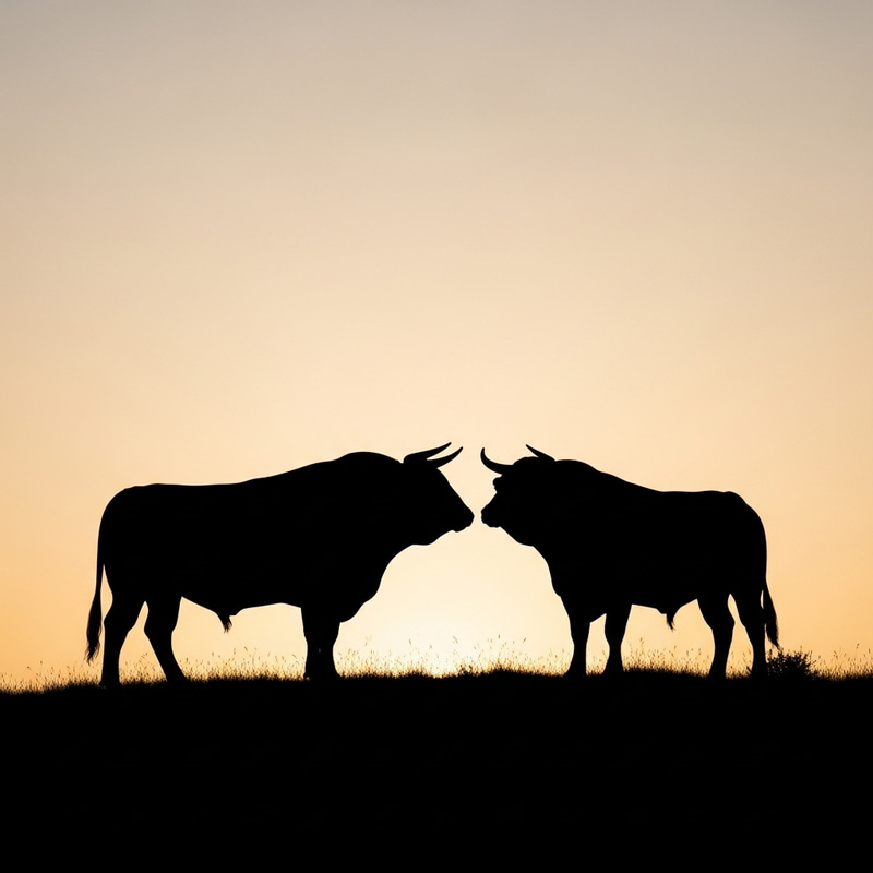 Detailed Silhouette of Two Bull Characters