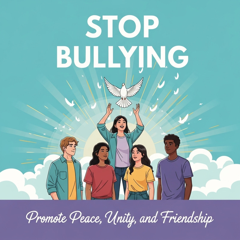 Motivational Stop Bullying Poster with Diverse Unity Motivational Stop Bullying Poster with Diverse Unity