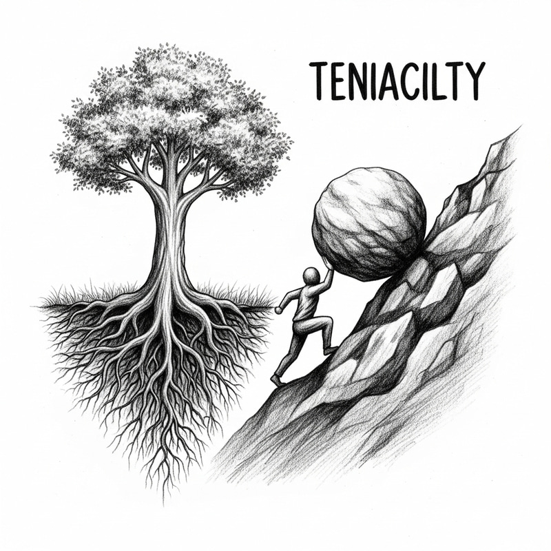 Symbolic Depiction of Tenacity: Monochromatic Pencil Art