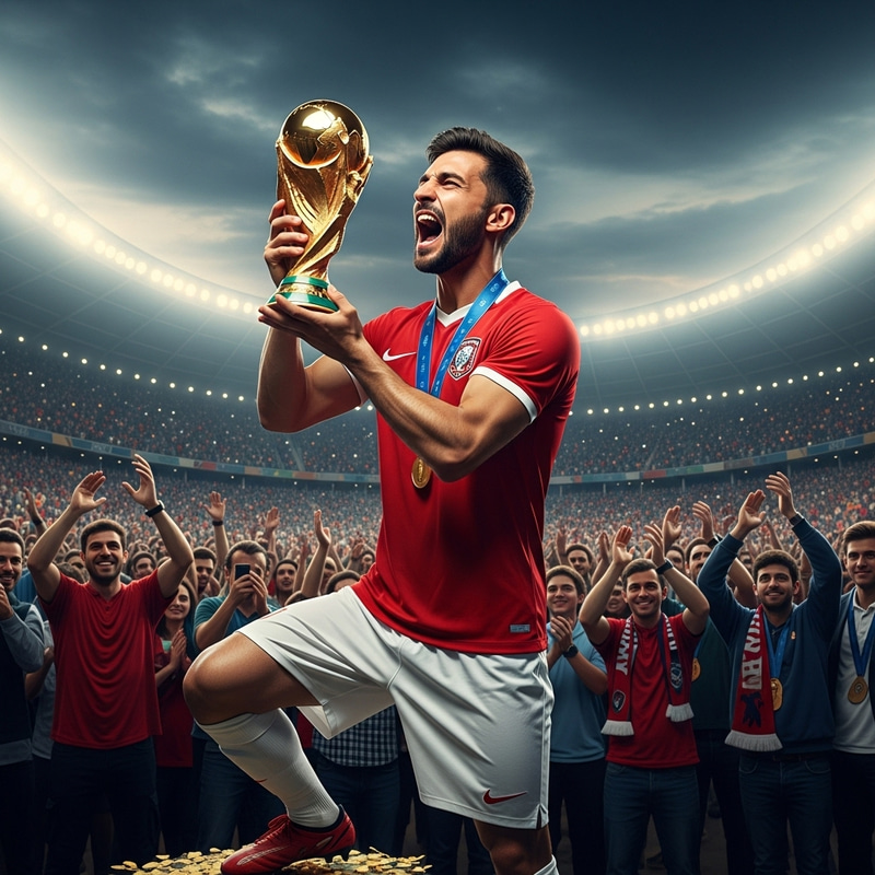 Cristiano Lifts World Cup Trophy in Celebration Cristiano Lifts World Cup Trophy in Celebration