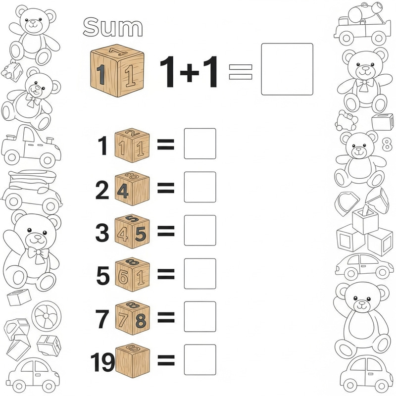Coloring Book: Add 1+1 to 1+9 with Wooden Cubes & Toys Coloring Book: Add 1+1 to 1+9 with Wooden Cubes & Toys
