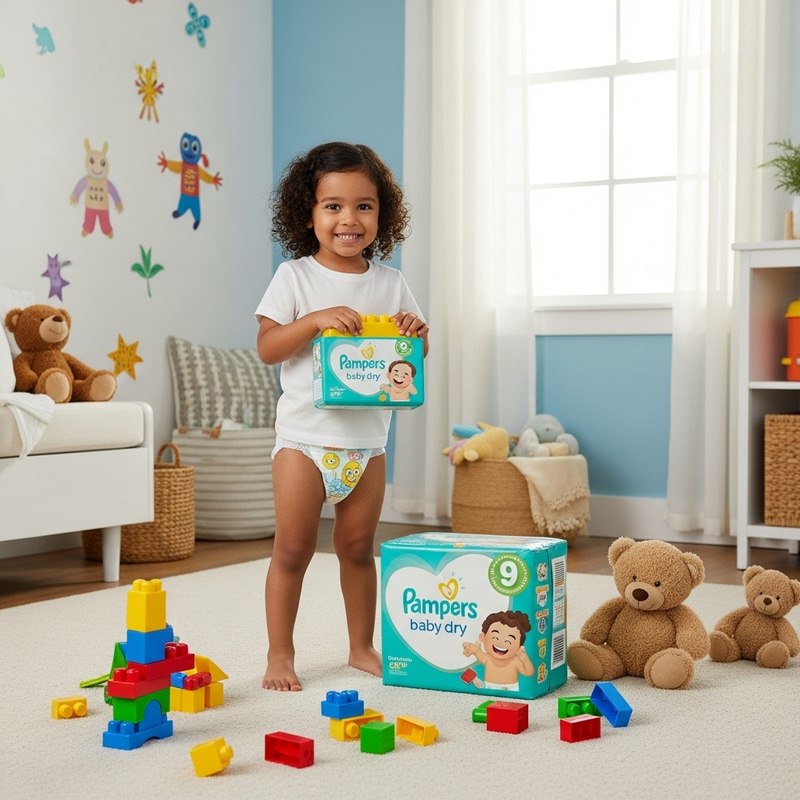 Cute 9-Year-Old in Pampers Baby Dry Diapers | Infantil Joyful Moments