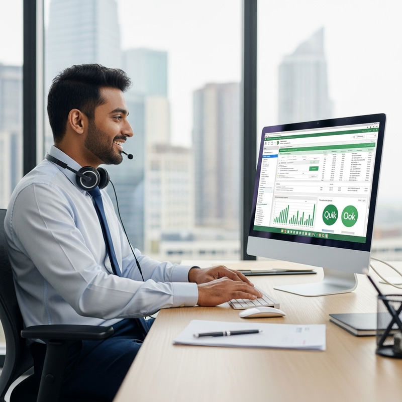 Happy Entrepreneur Utilizing Quickbooks Online Happy Entrepreneur Utilizing Quickbooks Online