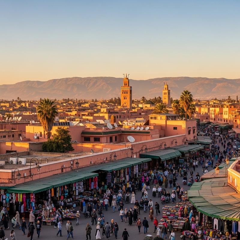 Marrakesh Cityscape Golden Hour View Marrakesh Cityscape Golden Hour View