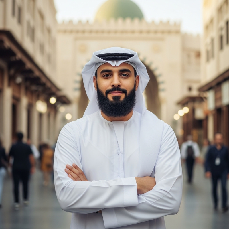 Cool Muslim Man Exudes Grace | Cultural Tranquility Cool Muslim Man Exudes Grace | Cultural Tranquility