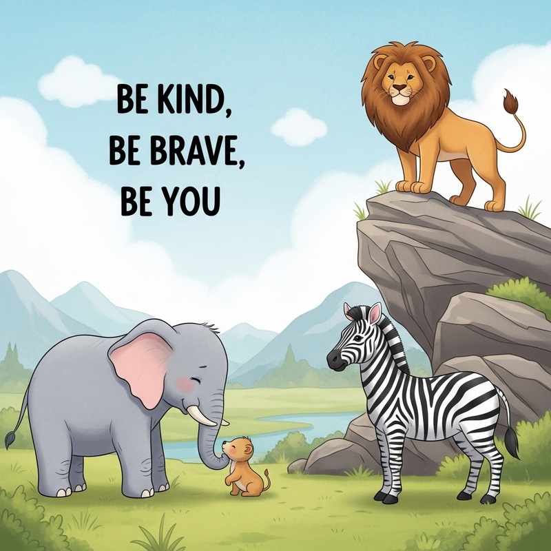 Be Kind, Be Brave, Be You - Heartwarming Animal Illustrations
