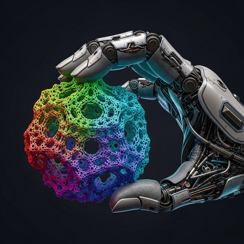 Semi-Robotic Hand & Colorful Fractal Object
