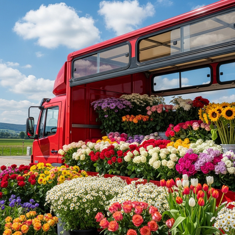Euro Truck Loaded with Vibrant Flowers