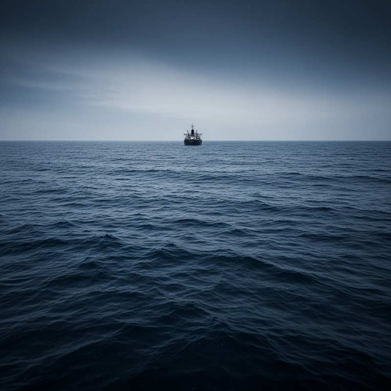 Ominous Ship in Dark Blue Sea: A Captivating Scene Ominous Ship in Dark Blue Sea: A Captivating Scene