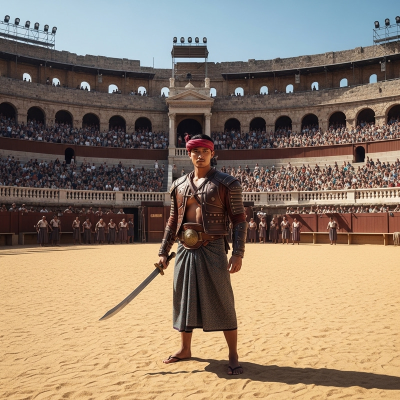 Burmese Warrior in Roman Gladiator Field Burmese Warrior in Roman Gladiator Field
