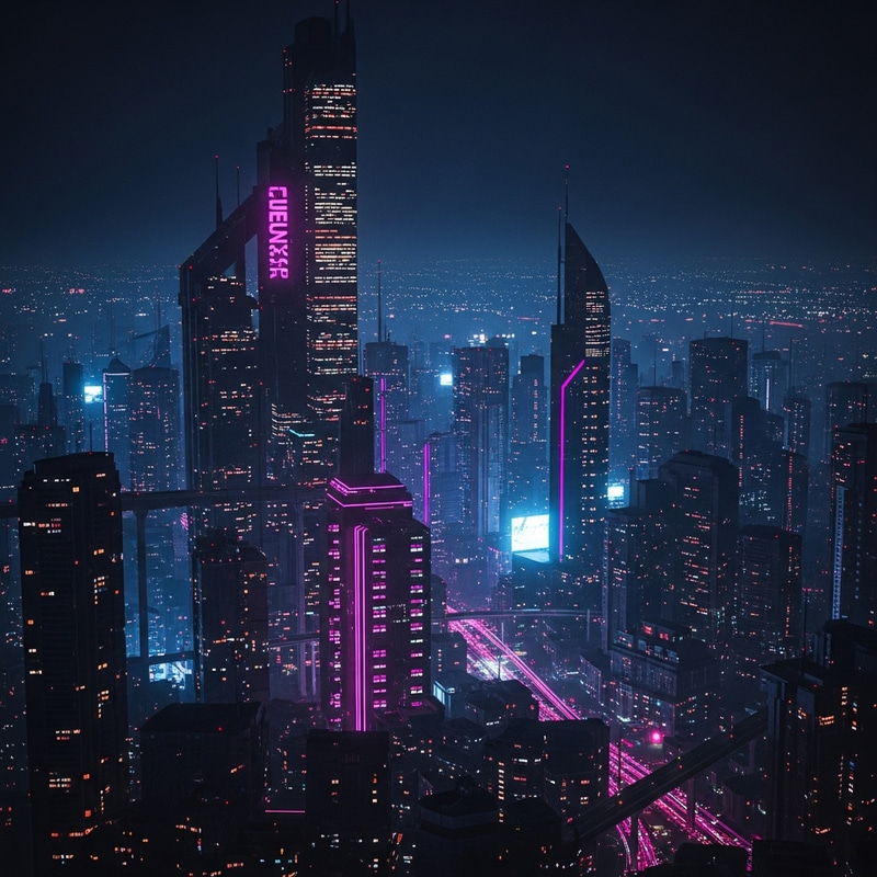 Vibrant African Cyberpunk Cityscape - Neon Nights