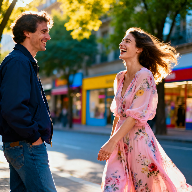 Candid Urban Moments: Joyful Conversations Captured Candid Urban Moments: Joyful Conversations Captured