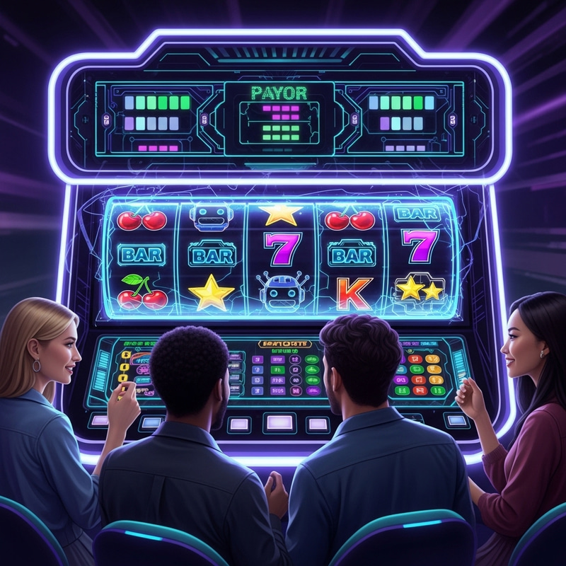 Futuristic Slot Machine with Holographic Interface | High-Tech Slots