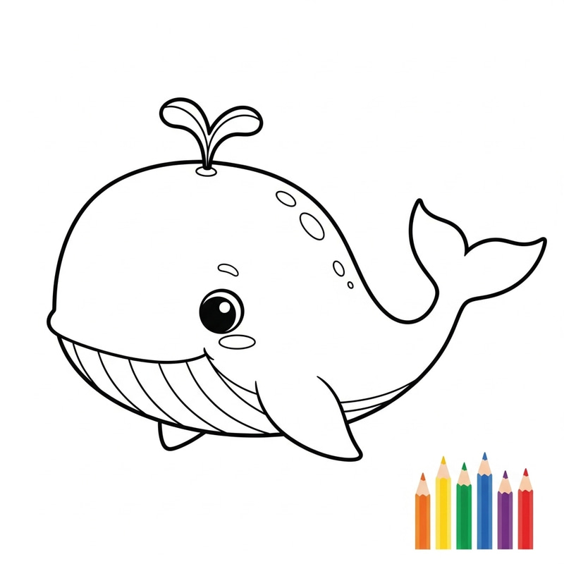 Adorable Whale Coloring Page for Kids Adorable Whale Coloring Page for Kids