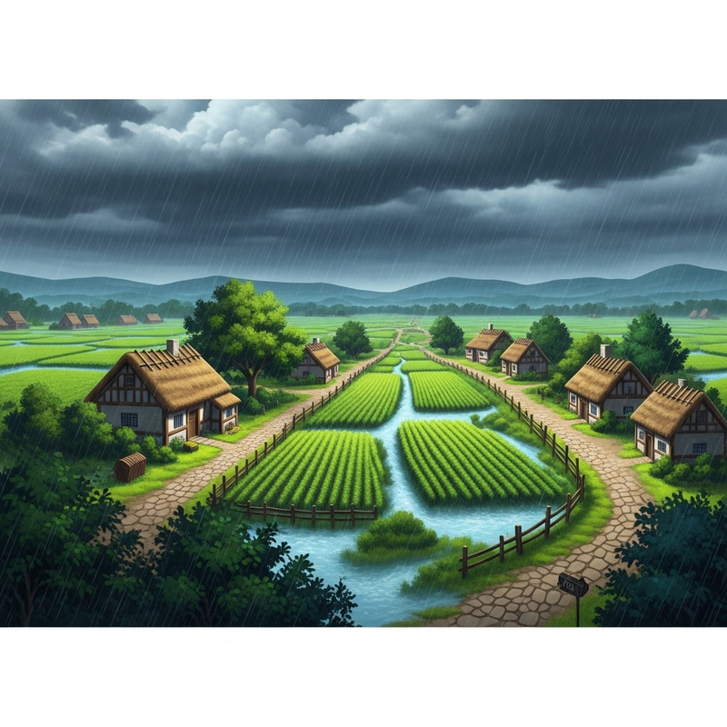 Tranquil Countryside Rainstorm | Animated Rural Village Scene Tranquil Countryside Rainstorm | Animated Rural Village Scene