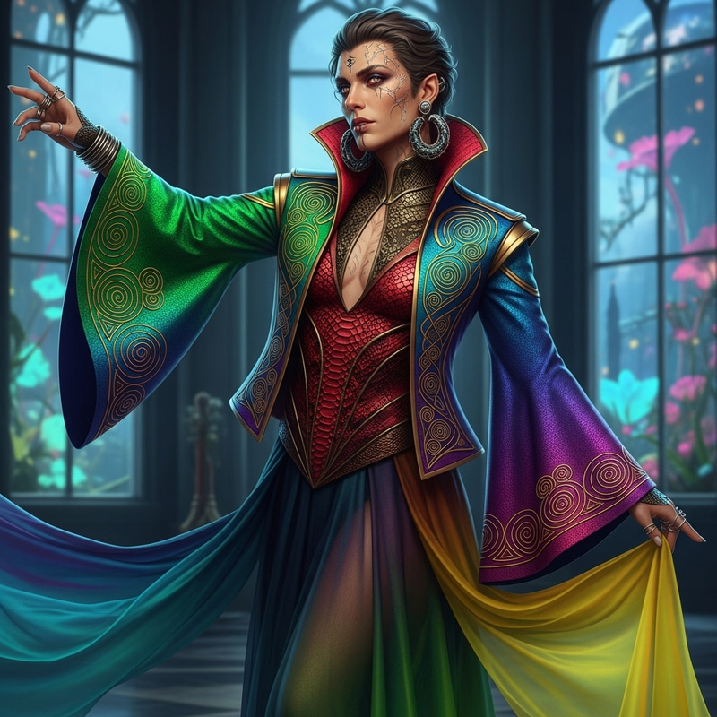 Androgynous Snake-Human Hybrid in Provocative Outfit Androgynous Snake-Human Hybrid in Provocative Outfit