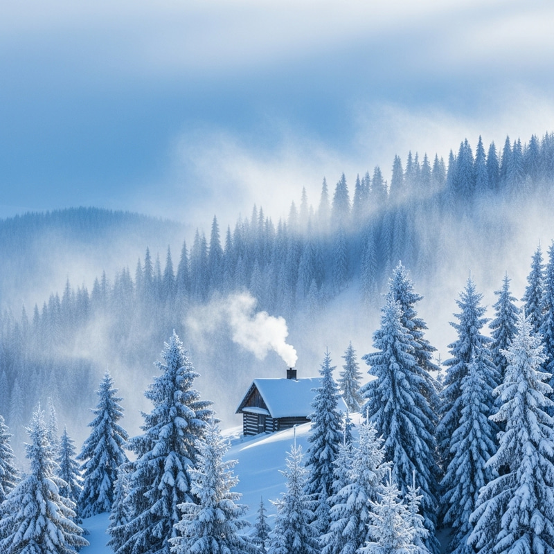 Cool Breeze Snow | Winter Mountain Range Scene