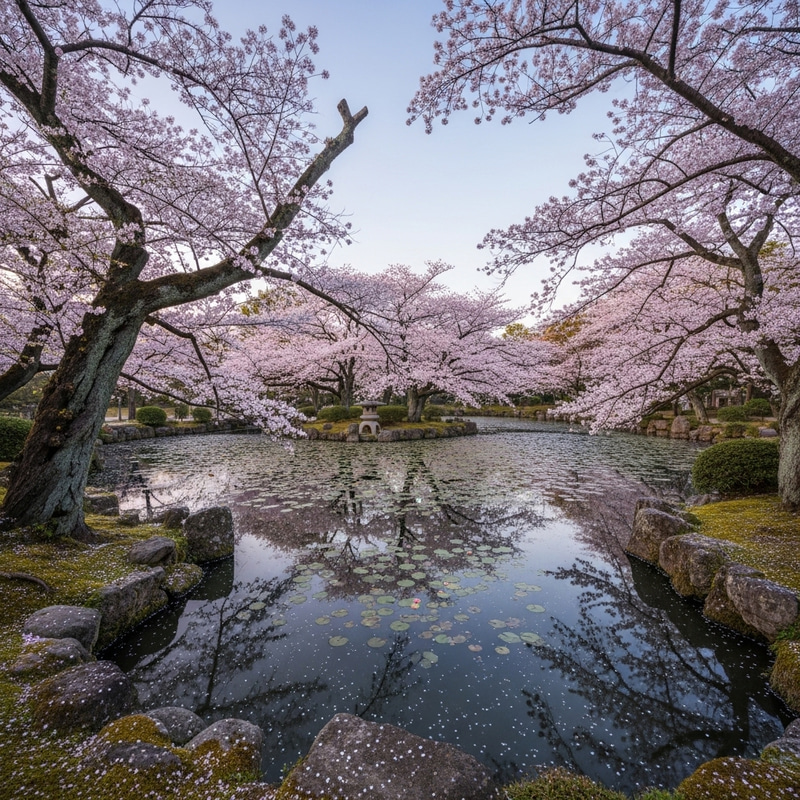 Japanese Cherry Blossom Pond Japanese Cherry Blossom Pond