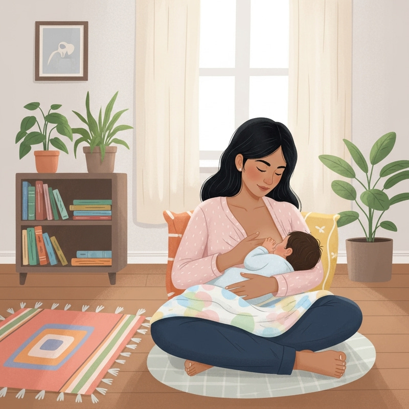 Breastfeeding Mother in Cozy Environment
