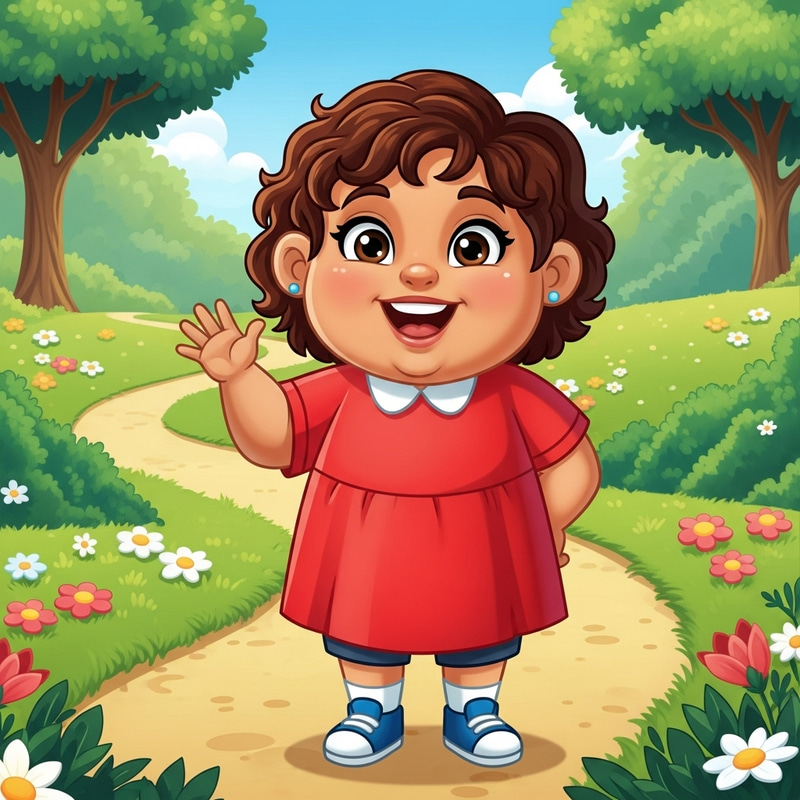 Chubby Girl Cartoon: Cute & Friendly Character Chubby Girl Cartoon: Cute & Friendly Character