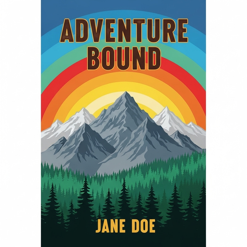 Adventure Bound Book Cover Design | Vibrant Hues & Majestic Mountains Adventure Bound Book Cover Design | Vibrant Hues & Majestic Mountains
