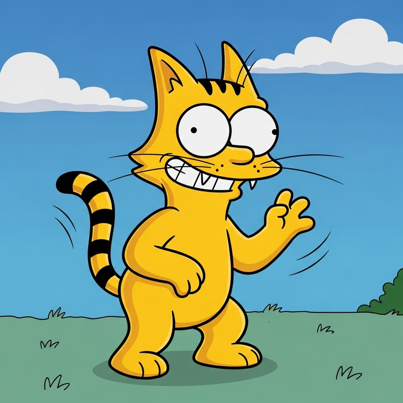 Simpsons-Style Cat Cartoon Illustration Simpsons-Style Cat Cartoon Illustration