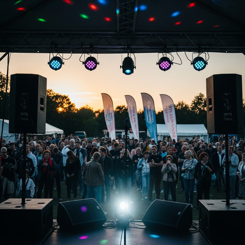 Exciting Outdoor Event Setup with State-of-the-Art Speakers Exciting Outdoor Event Setup with State-of-the-Art Speakers