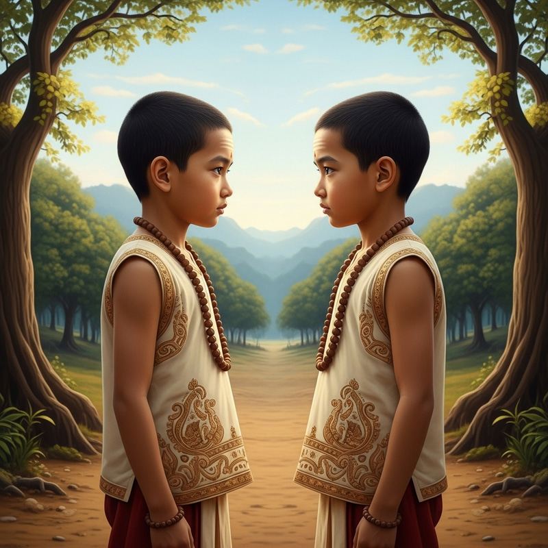 Realistic Painting of Stunning Young Buddhas in Harmony Realistic Painting of Stunning Young Buddhas in Harmony