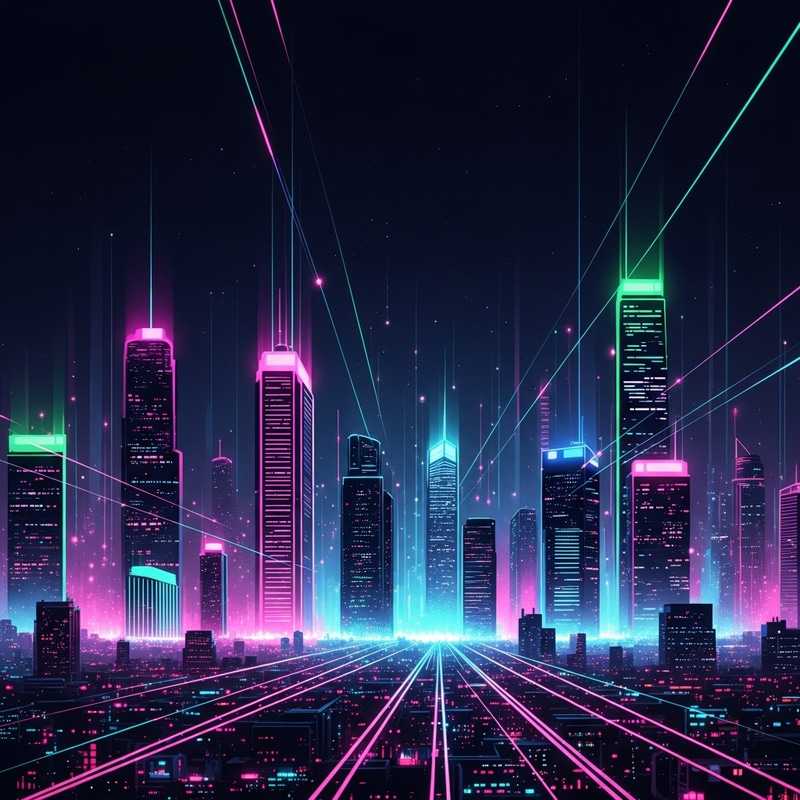 Neon Cityscape - Modern Abstract Cityscape Artwork Neon Cityscape - Modern Abstract Cityscape Artwork