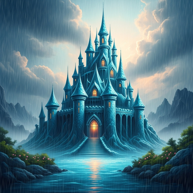 Enchanted Water Castle in Romantic Rainfall | 4K Resolution Enchanted Water Castle in Romantic Rainfall | 4K Resolution