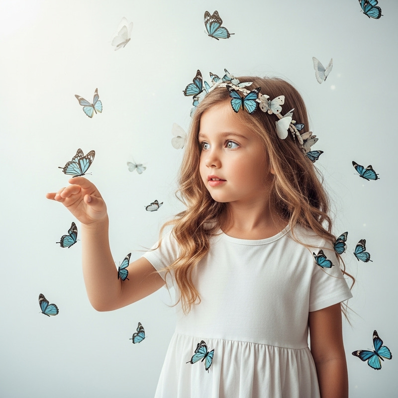 Blonde Girl with Butterflies – Ethereal Beauty Blonde Girl with Butterflies – Ethereal Beauty