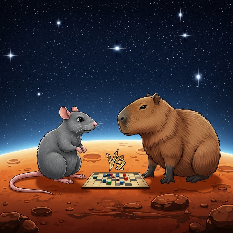 Rat Conquering Mars Battling Capybara