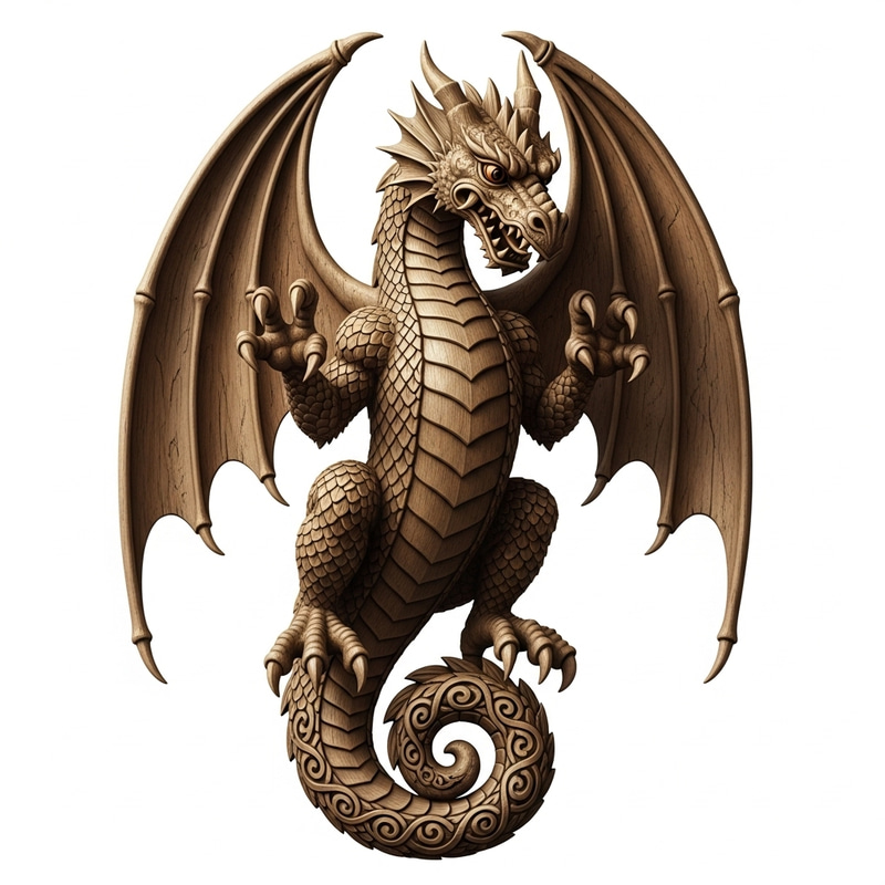 Wooden Dragon Sculpture - Exquisite Craftsmanship Wooden Dragon Sculpture - Exquisite Craftsmanship
