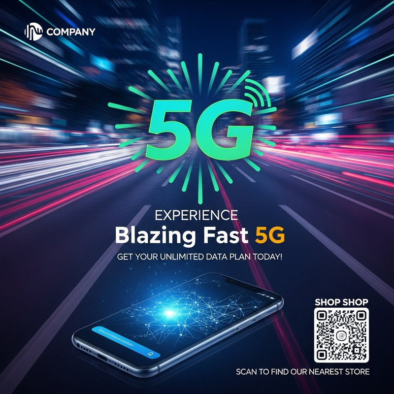 5G Phone Card Ad - Shop Now with QR Code 5G Phone Card Ad - Shop Now with QR Code