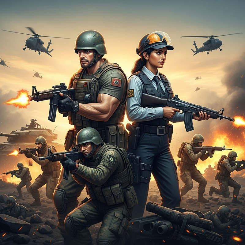 Epic Battlefield Action with Diverse Characters Epic Battlefield Action with Diverse Characters