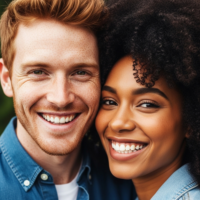 Close Up Portrait of Stunning Freckled Couple Close Up Portrait of Stunning Freckled Couple