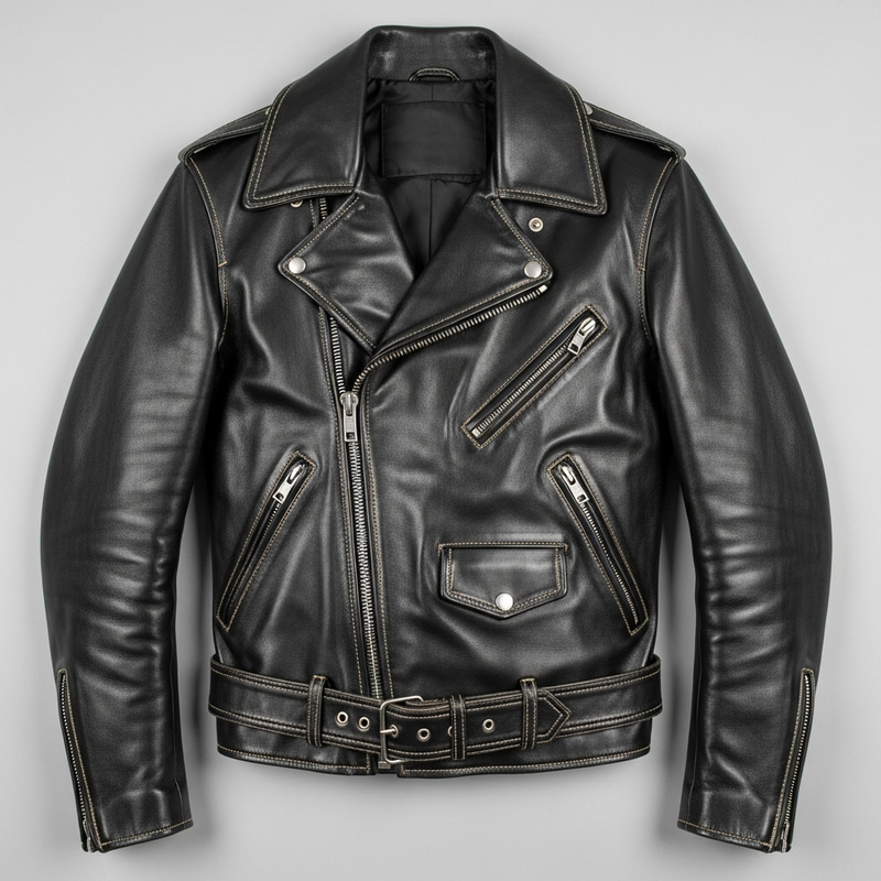 Black Leather Biker Jacket - Classic Style & Rugged Charm Black Leather Biker Jacket - Classic Style & Rugged Charm