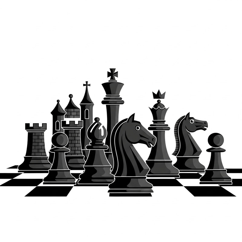 Abstract Chess Pieces: A Visual Harmony