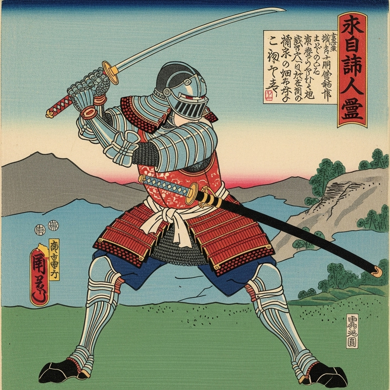 Samurai Knight in Shining Armor - Dynamic Action Pose Samurai Knight in Shining Armor - Dynamic Action Pose