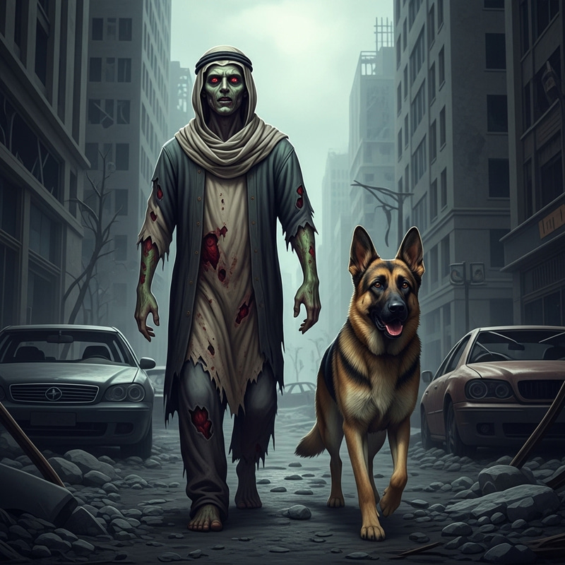 Fantasy Zombie and Dog Scene