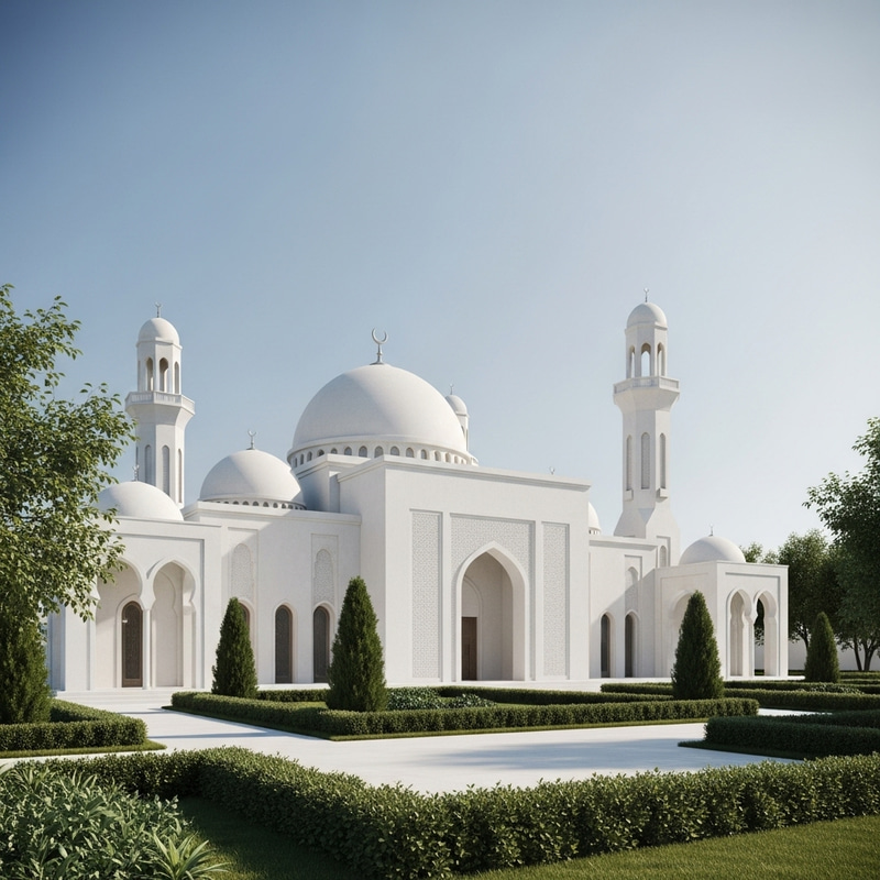 Masjid Mosque in White & Grey | Serene & Minimalist Design Masjid Mosque in White & Grey | Serene & Minimalist Design