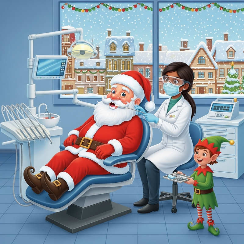 Santa's Dental Check-Up at Modern Dentist Office Santa's Dental Check-Up at Modern Dentist Office