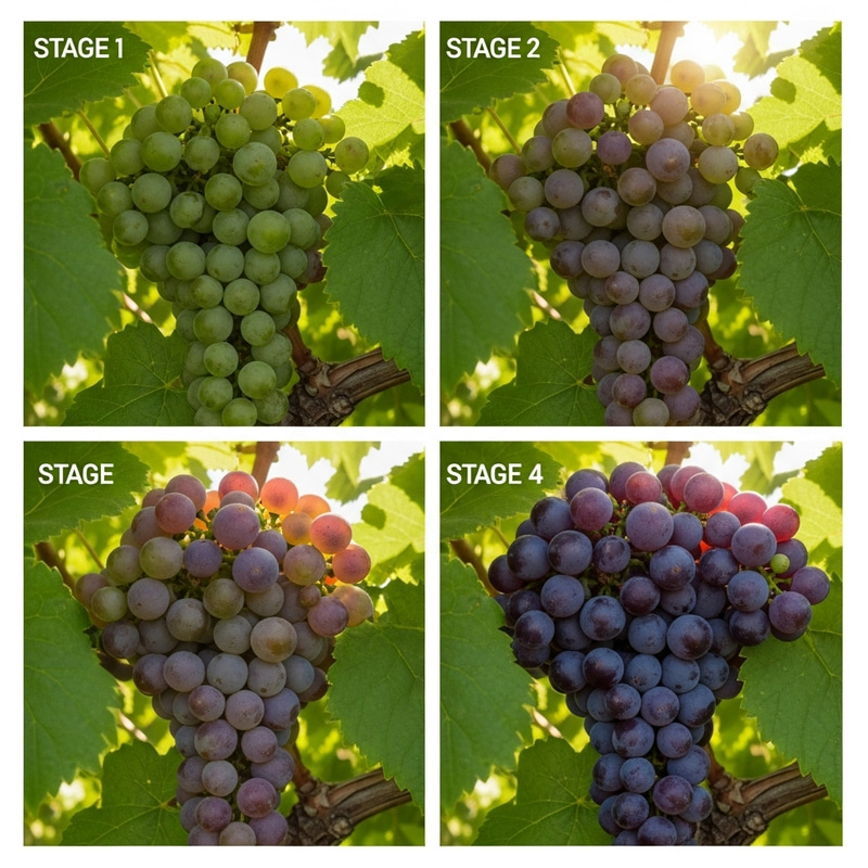 Grape Fruit Ripening Stages: Unripe to Ripe Detailed Illustration Grape Fruit Ripening Stages: Unripe to Ripe Detailed Illustration