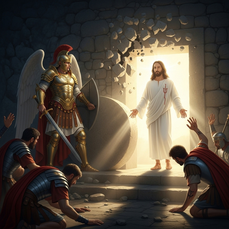 Resurrection of Jesus: Cinematic Renaissance Portrayal with Warrior Angel Resurrection of Jesus: Cinematic Renaissance Portrayal with Warrior Angel