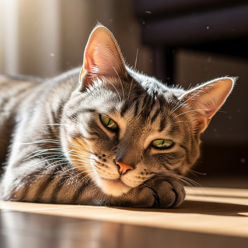 Adorable Grey Cat Enjoying the Sunlight Adorable Grey Cat Enjoying the Sunlight
