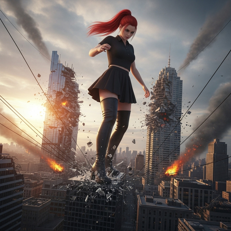 Giganta's Rampage: A City in Ruins Giganta's Rampage: A City in Ruins
