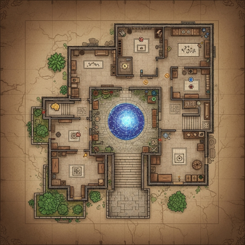 Medieval Mansion D&D Map | Magical Sphere & Festive Decorated Estate Medieval Mansion D&D Map | Magical Sphere & Festive Decorated Estate