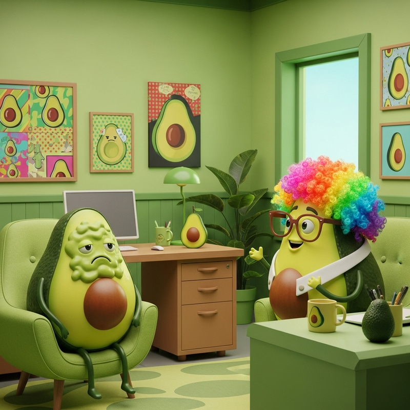 Whimsical Avocado Office Decor | Office Avocado Characters